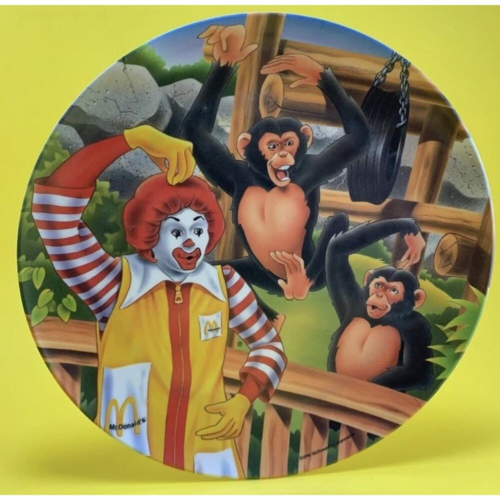VINTAGE 90’s McDonald’s RONALD McDonald AT ZOO MONKEY COLLECTOR PLATE McDonalds
